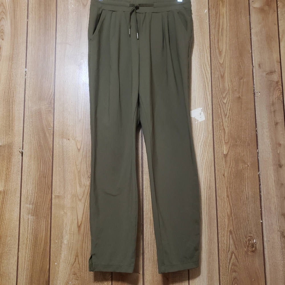Sm Olive Green Mondetta Ladies' E Ankle Pants Sueded Fabric, Pockets